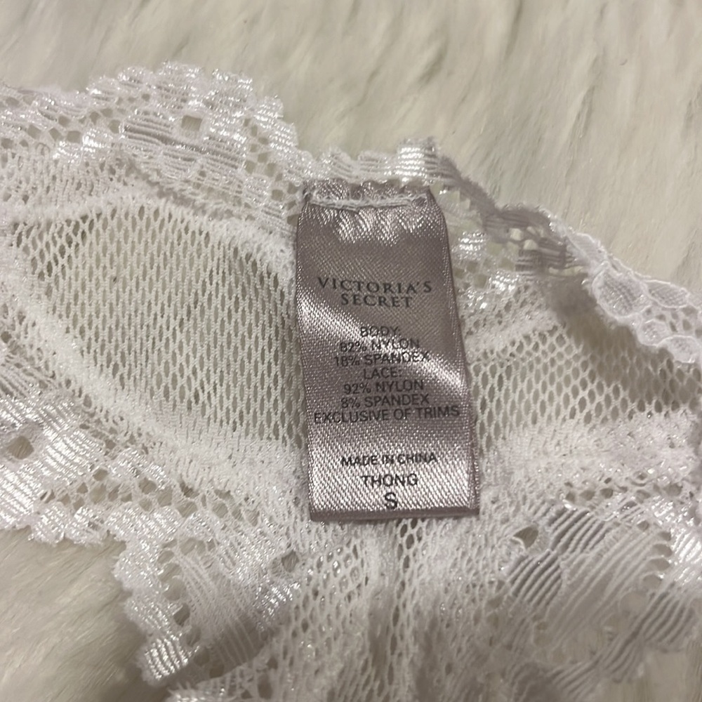 Victoria Secret Bundle of 3 Fishnet Thong Black White Rosebloom Underwear Women - Picture 9 of 10